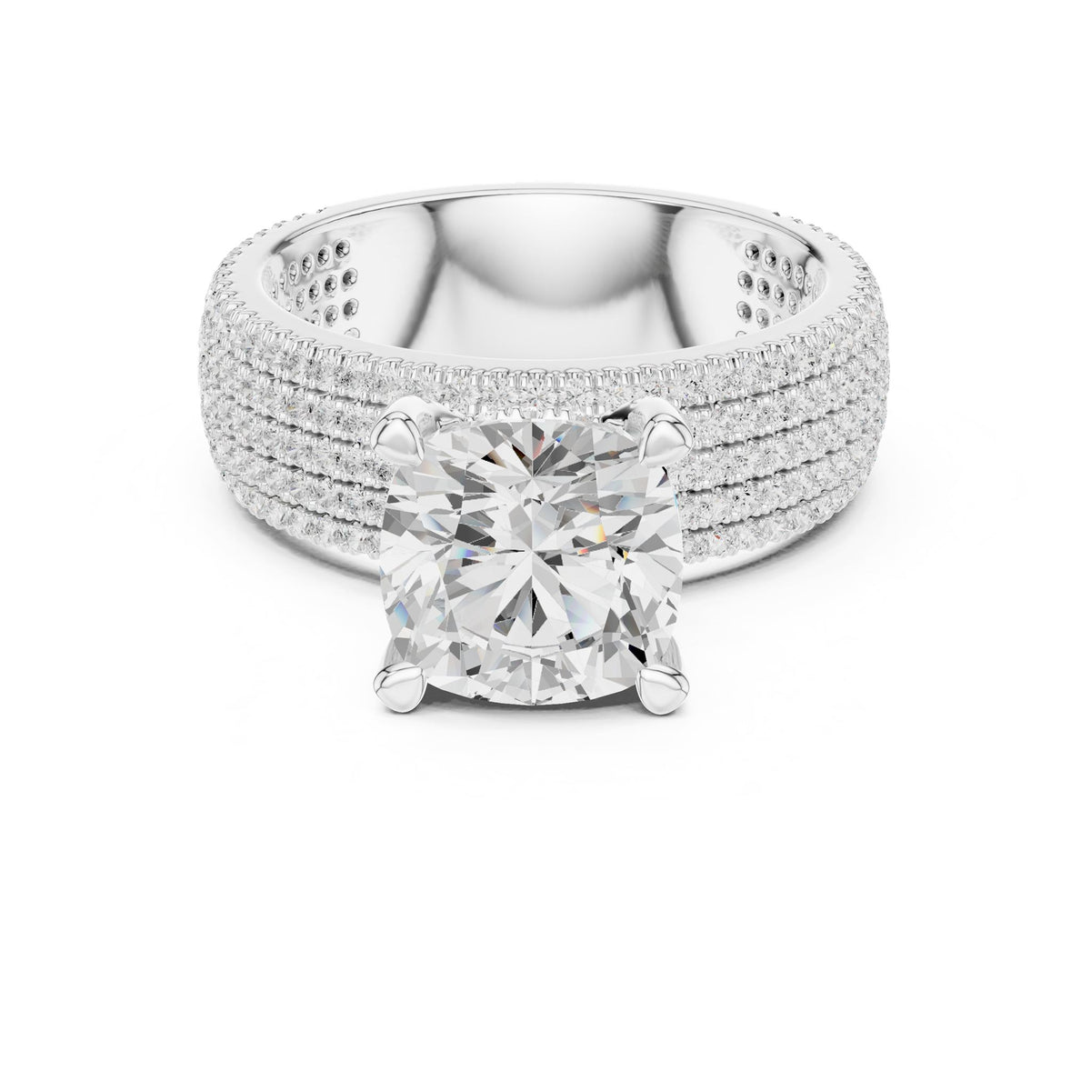 Round Pave Lab Grown Diamond Engagement Ring