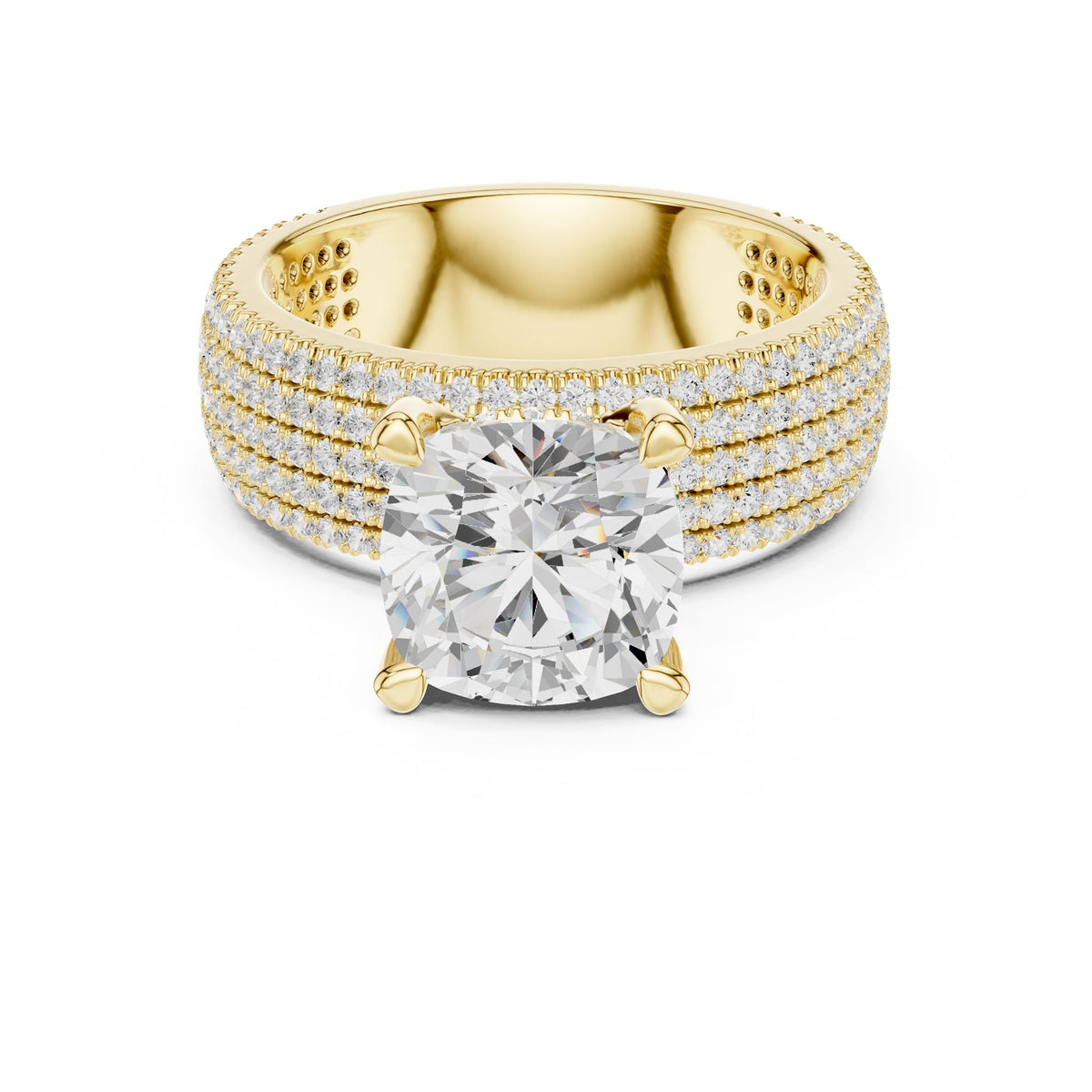 Round Pave Lab Grown Diamond Engagement Ring