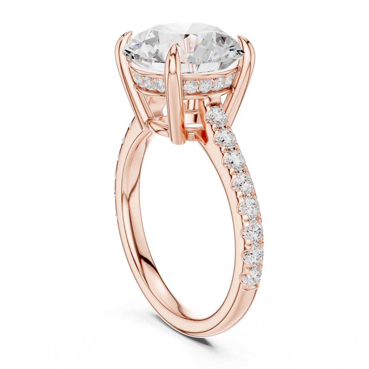Round Pave Lab Grown Diamond Engagement Ring