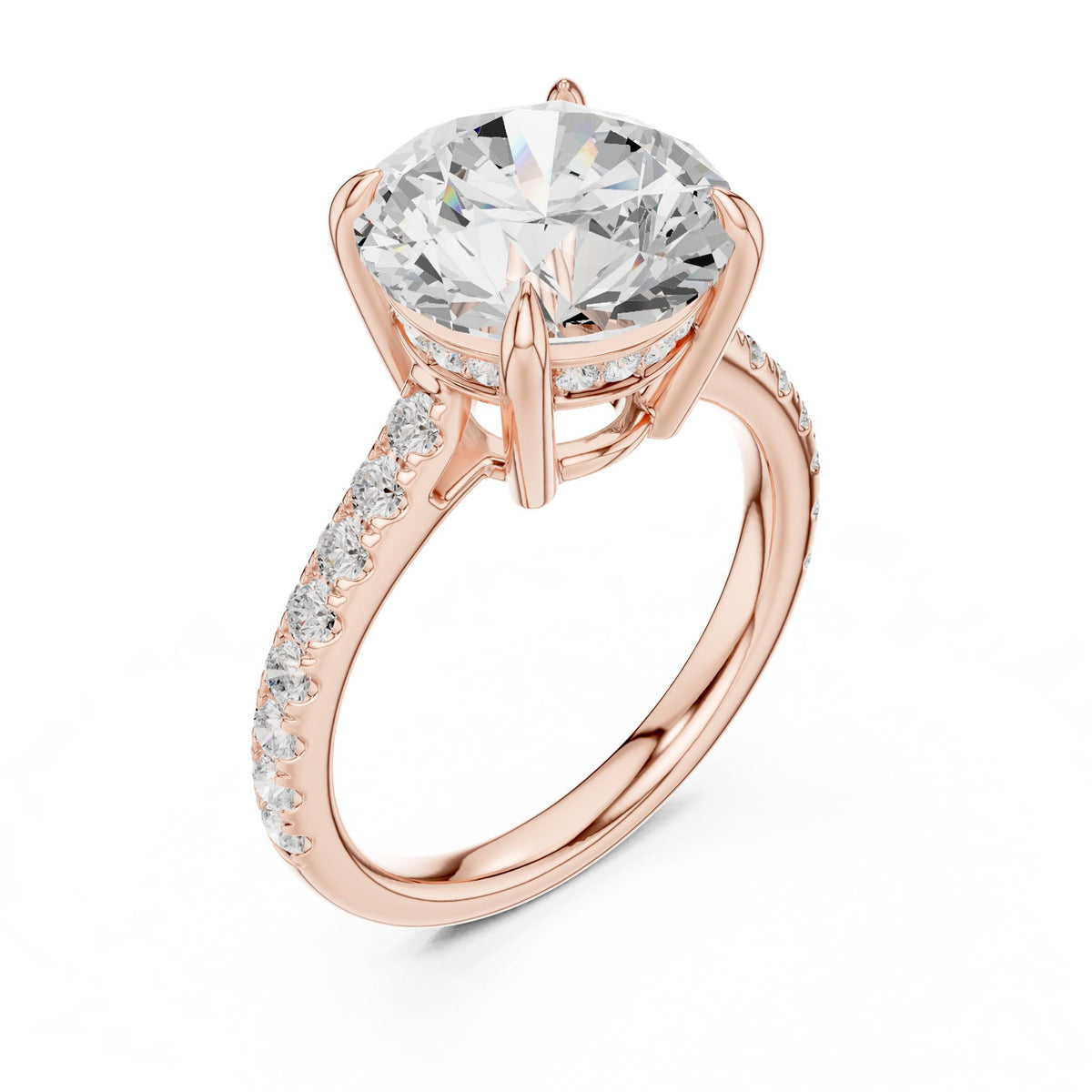 Round Pave Lab Grown Diamond Engagement Ring