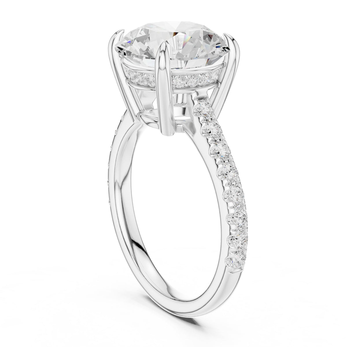 Round Pave Lab Grown Diamond Engagement Ring