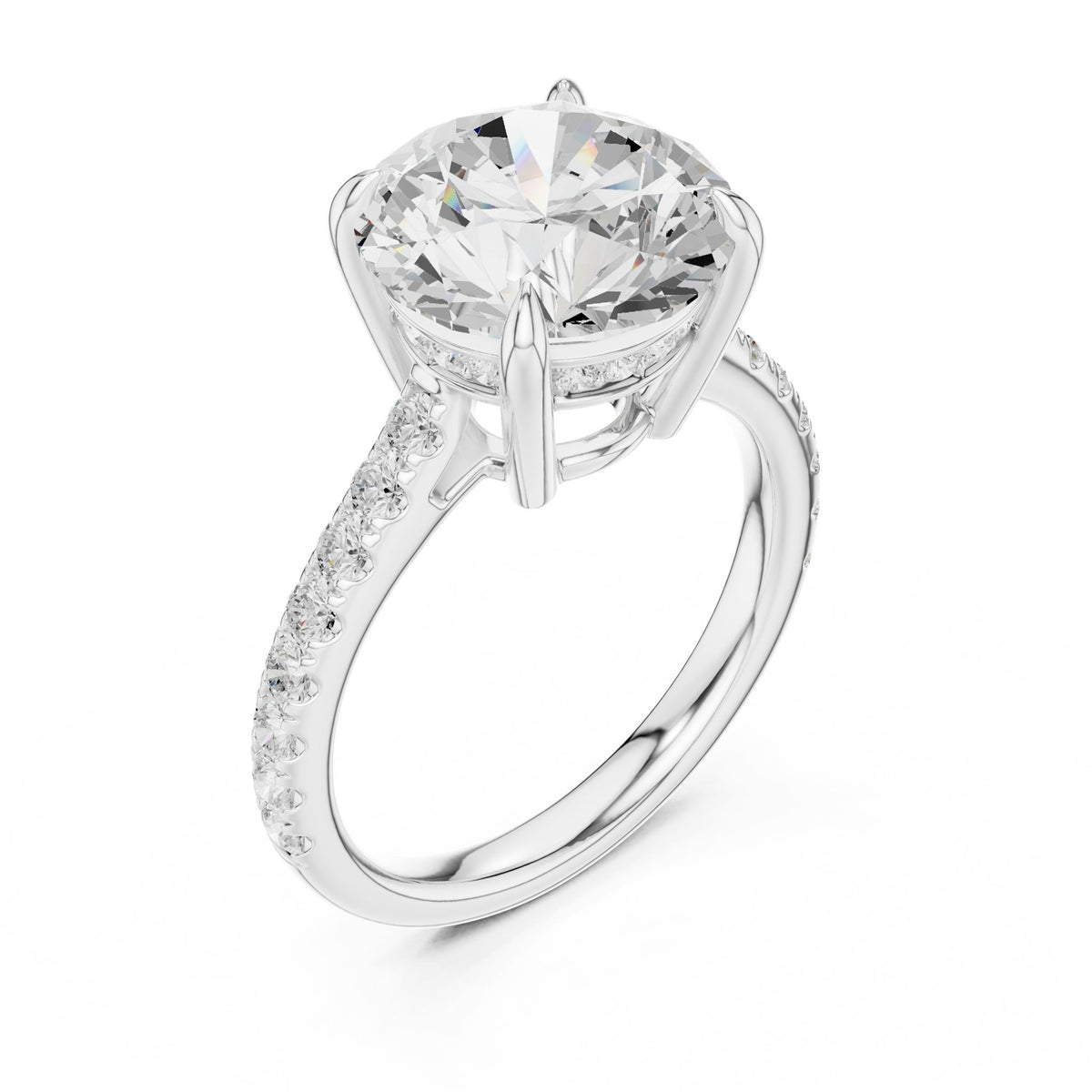 Round Pave Lab Grown Diamond Engagement Ring