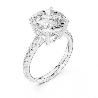 Round Pave Lab Grown Diamond Engagement Ring