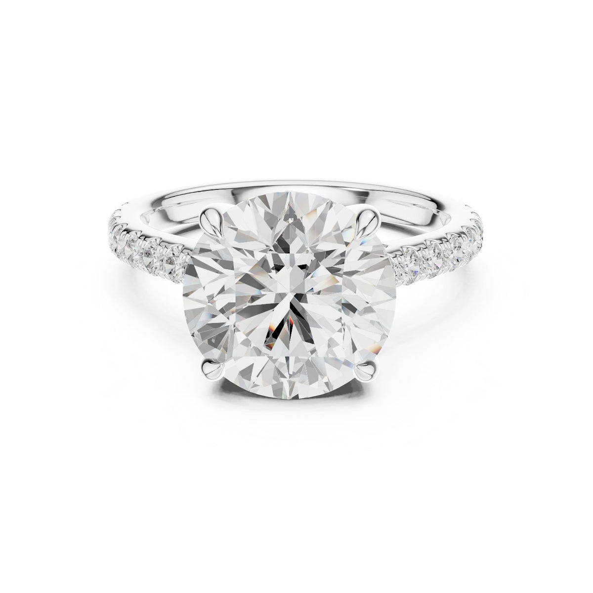 Round Pave Lab Grown Diamond Engagement Ring