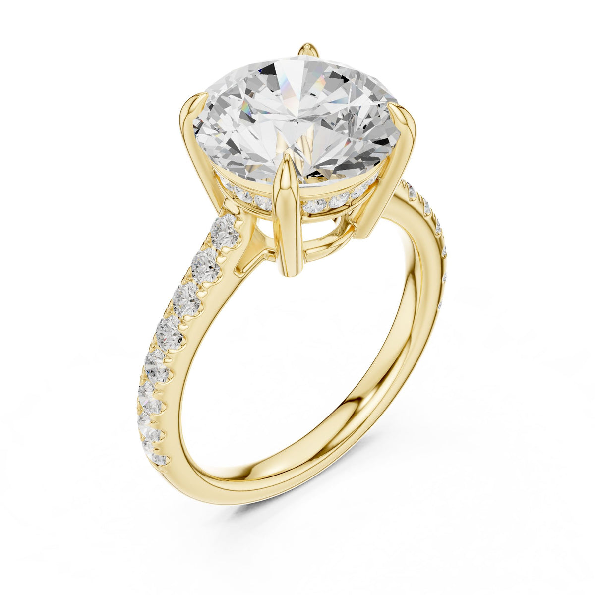 Round Pave Lab Grown Diamond Engagement Ring