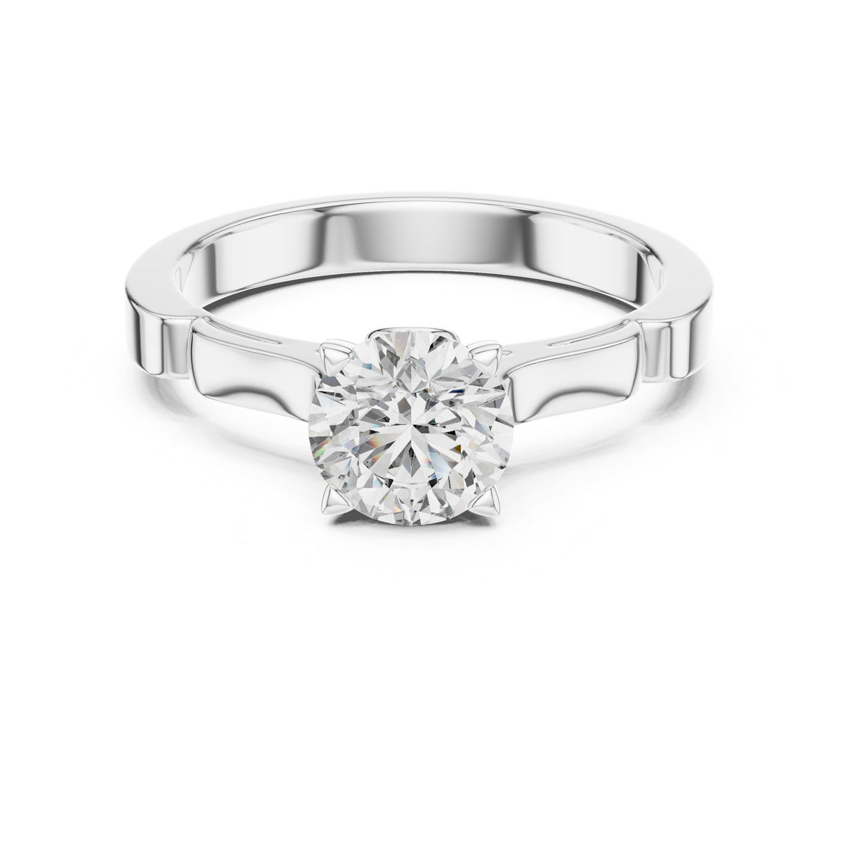 Round Solitaire Lab Grown Diamond Engagement Ring