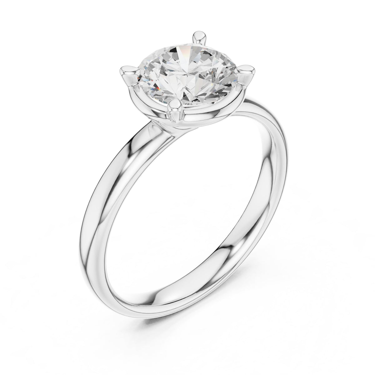 Round Solitaire Lab Grown Diamond Engagement Ring