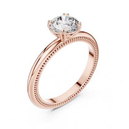 Round Solitaire Lab Grown Diamond Engagement Ring