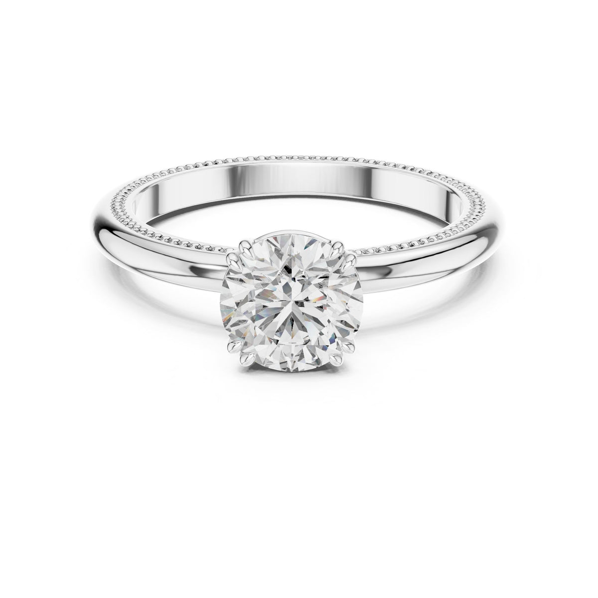Round Solitaire Lab Grown Diamond Engagement Ring