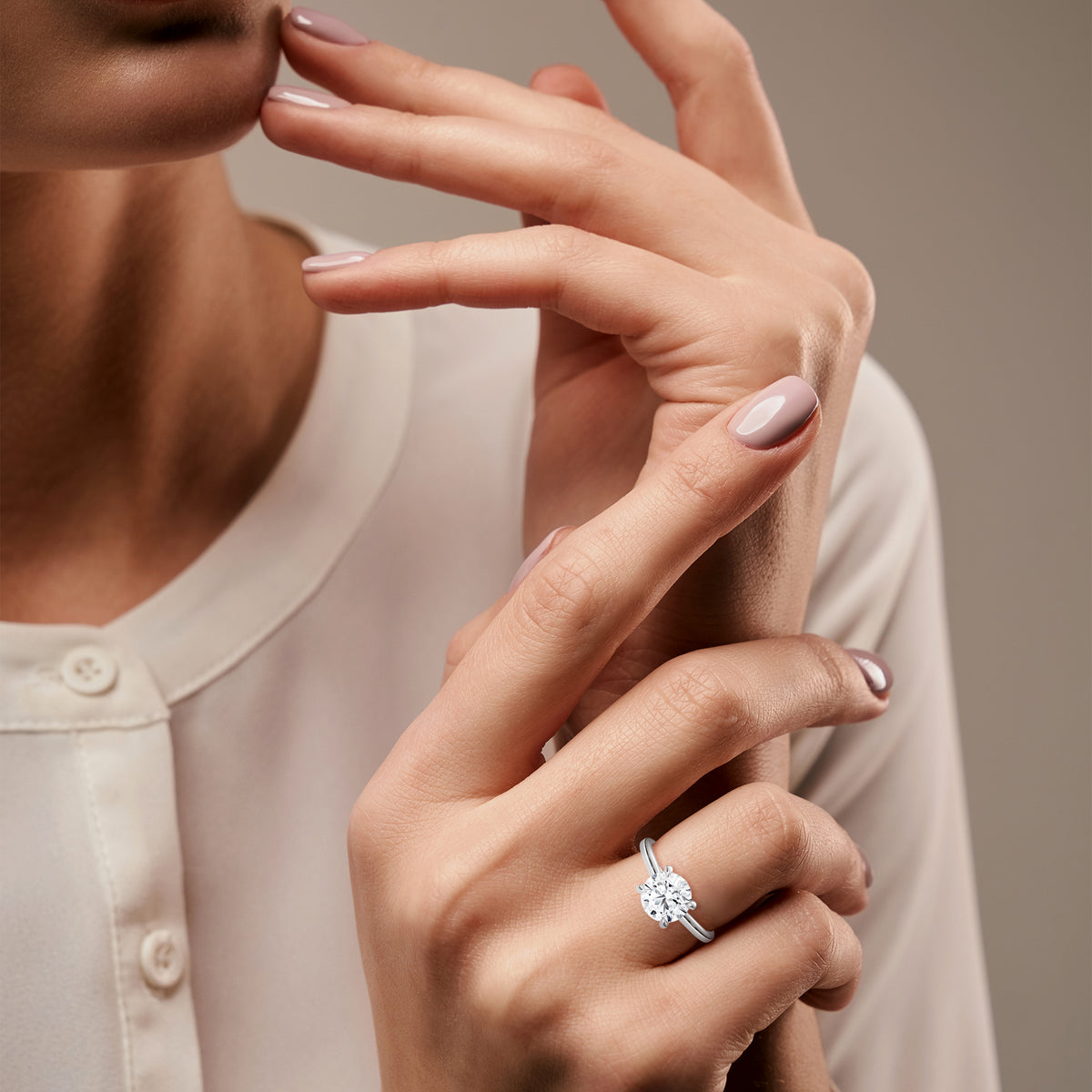 Round Solitaire Lab Grown Diamond Engagement Ring