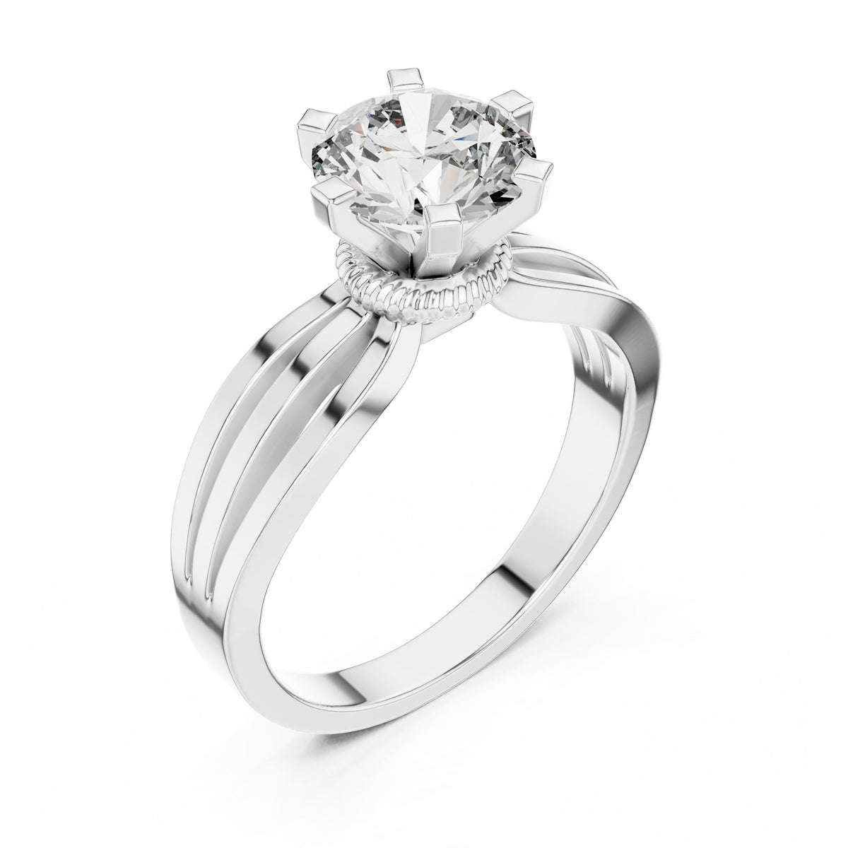Round Solitaire Lab Grown Diamond Engagement Ring