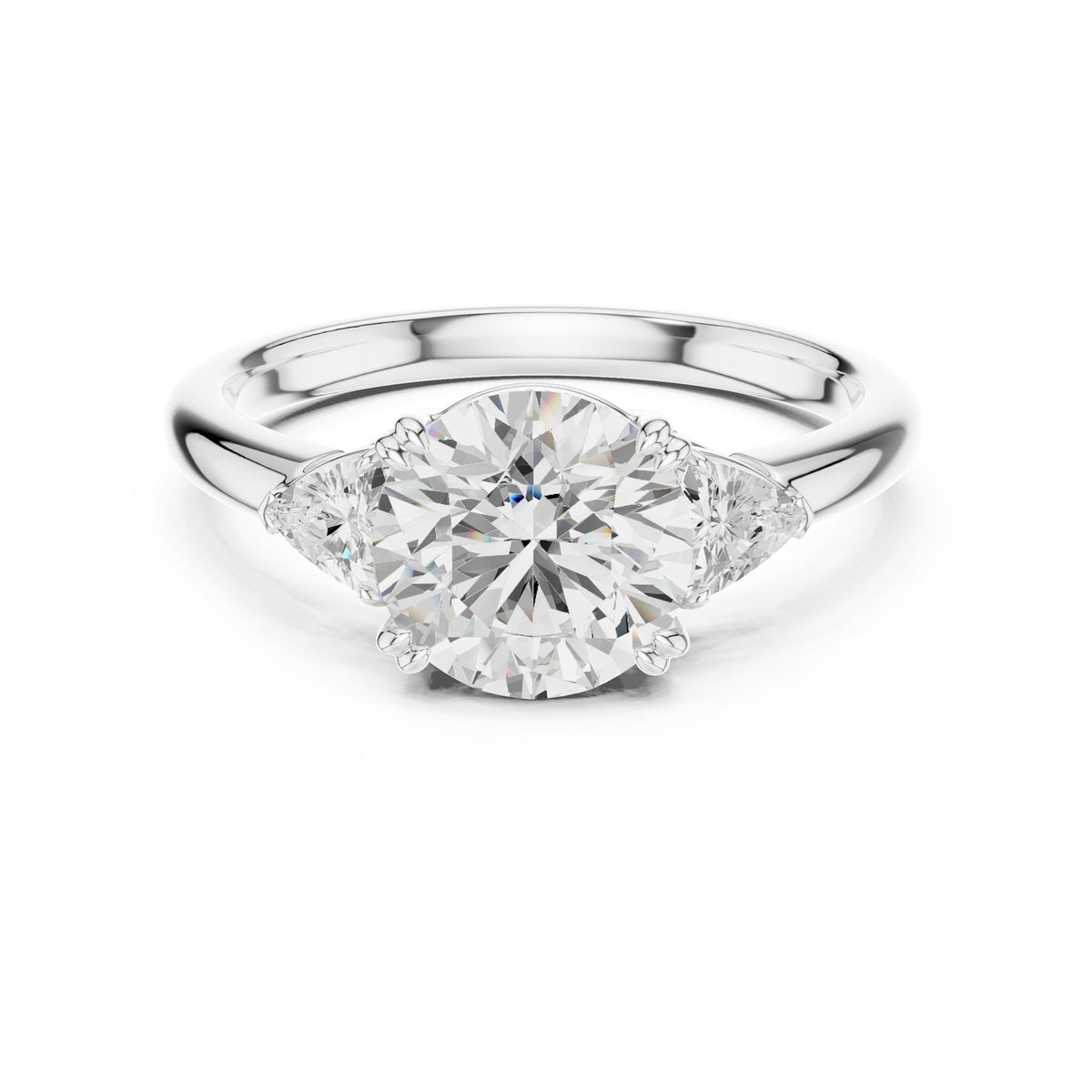 Round Three Stone Lab Grown Diamond Engagement Ring