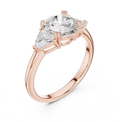Round Three Stone Lab Grown Diamond Engagement Ring