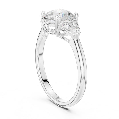 Round Three Stone Lab Grown Diamond Engagement Ring