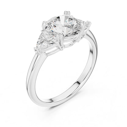 Round Three Stone Lab Grown Diamond Engagement Ring