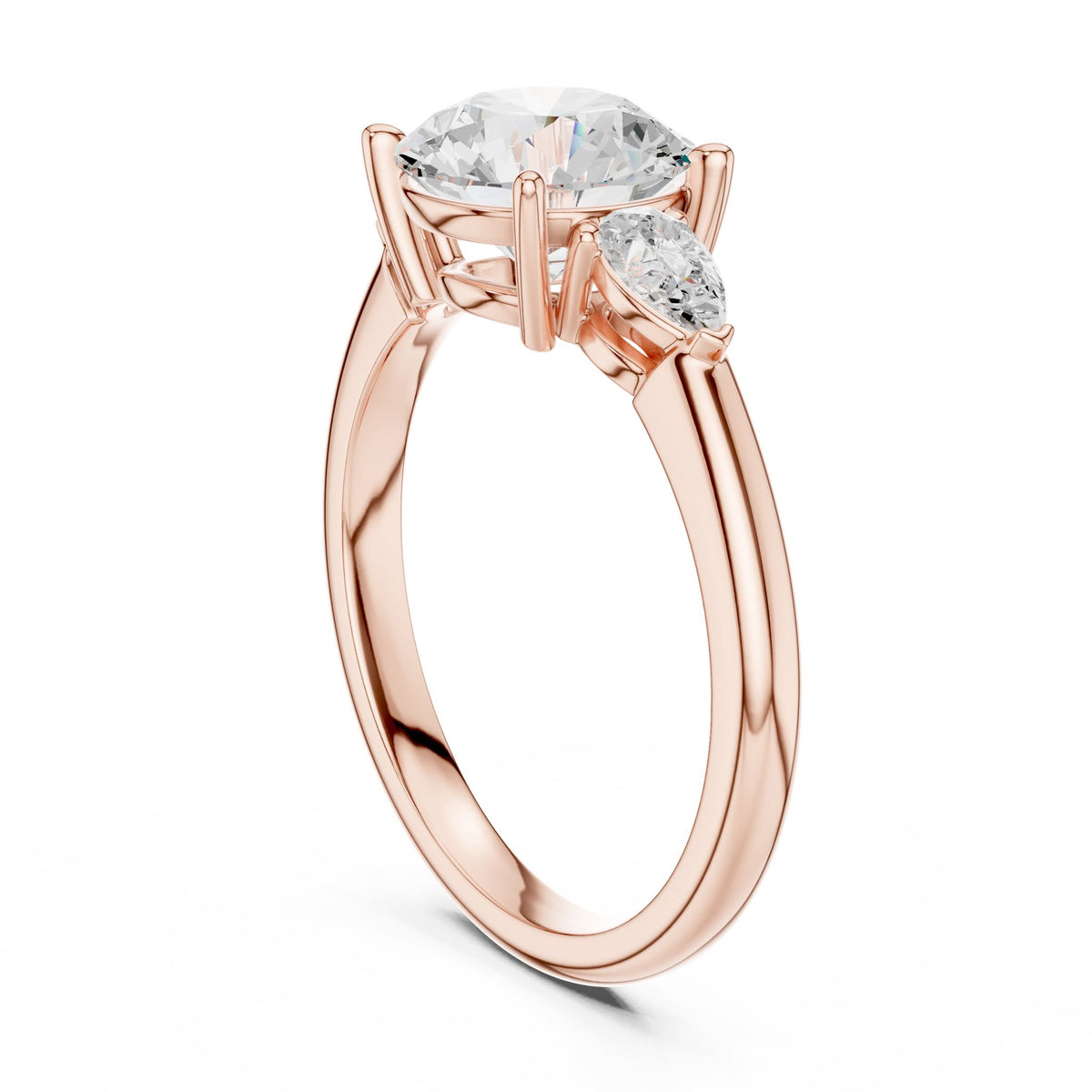 Round Three Stone Lab Grown Diamond Engagement Ring