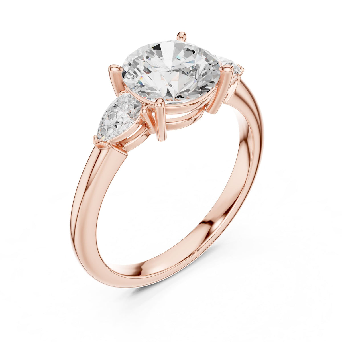 Round Three Stone Lab Grown Diamond Engagement Ring