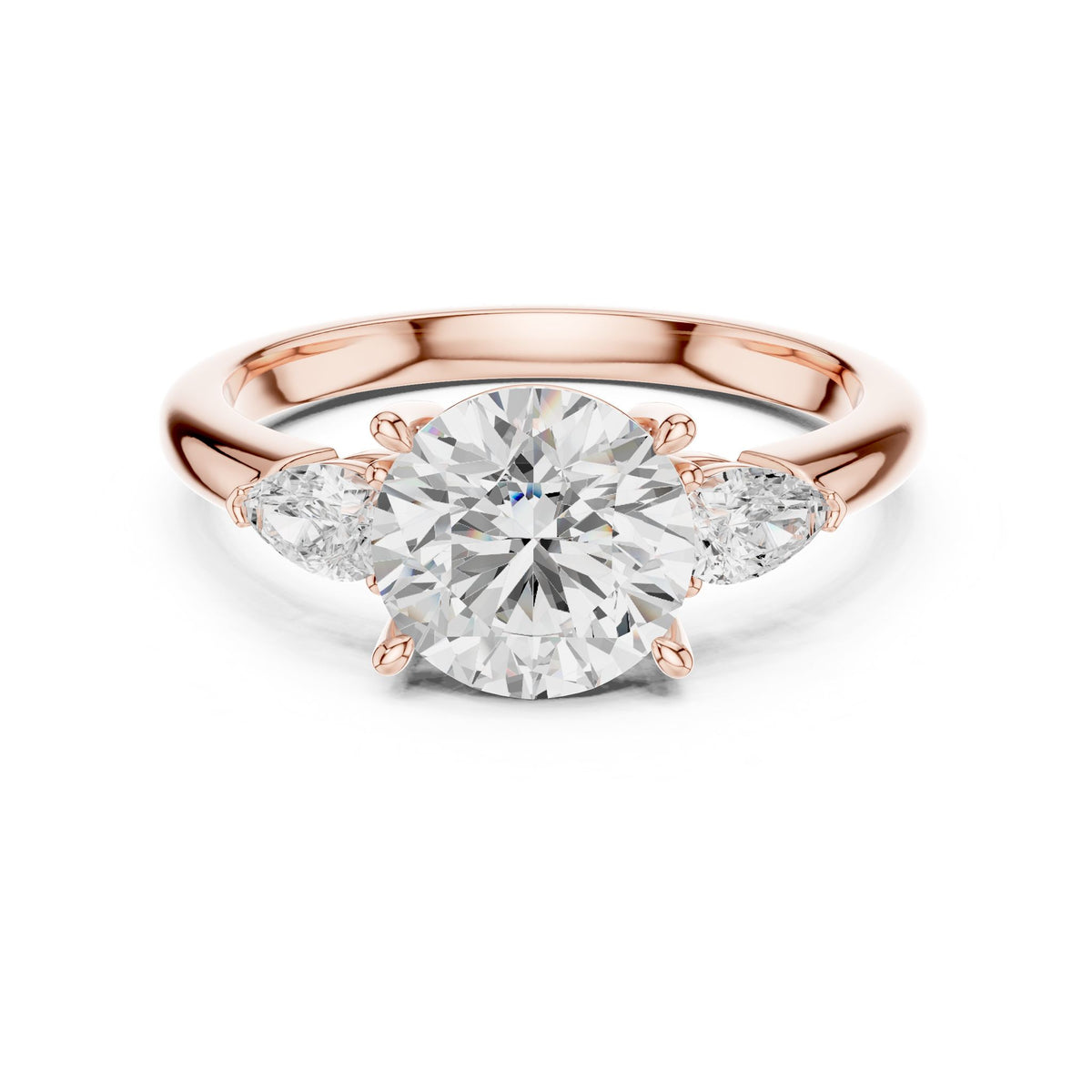 Round Three Stone Lab Grown Diamond Engagement Ring