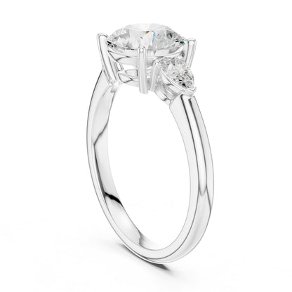 Round Three Stone Lab Grown Diamond Engagement Ring