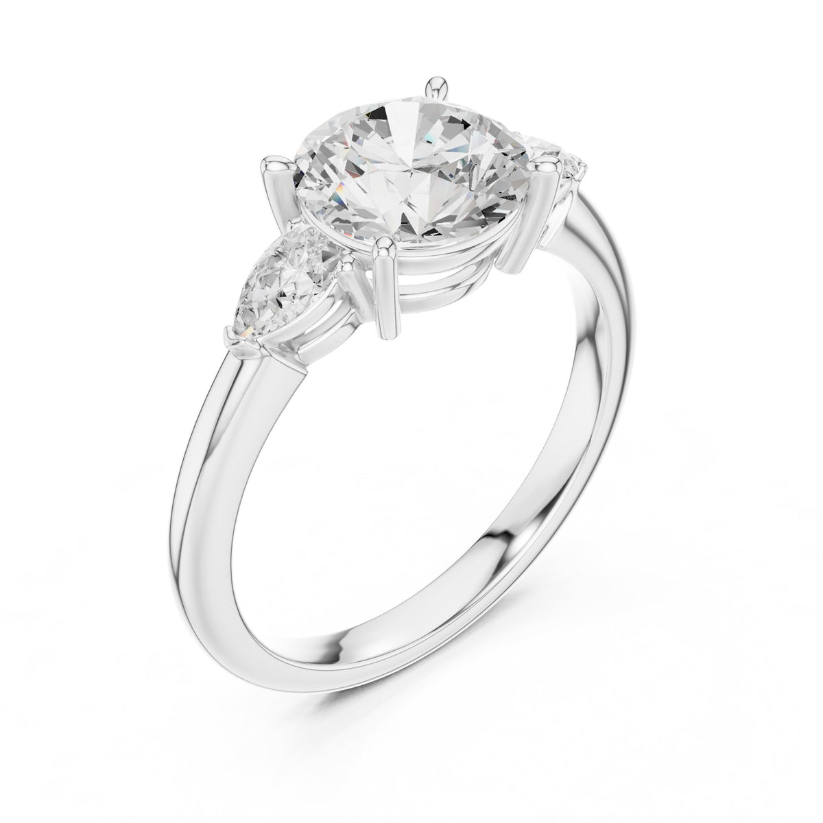Round Three Stone Lab Grown Diamond Engagement Ring