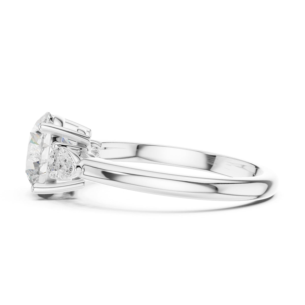 Round Three Stone Lab Grown Diamond Engagement Ring