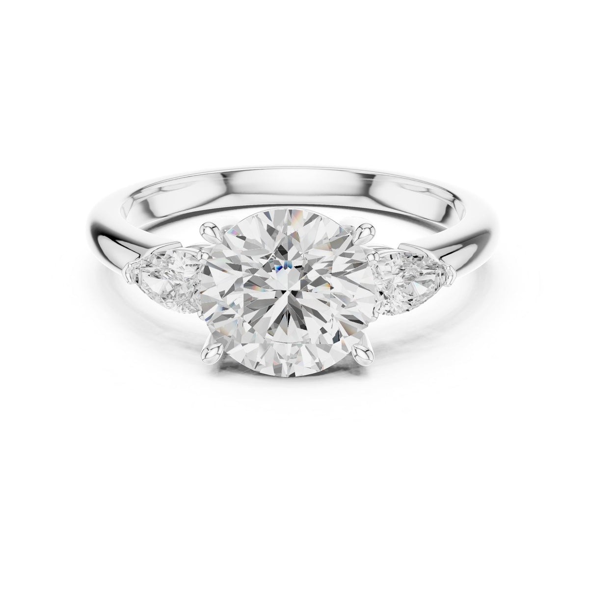 Round Three Stone Lab Grown Diamond Engagement Ring