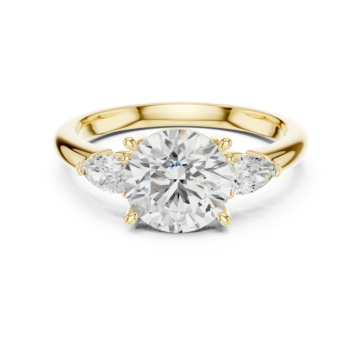 Round Three Stone Lab Grown Diamond Engagement Ring
