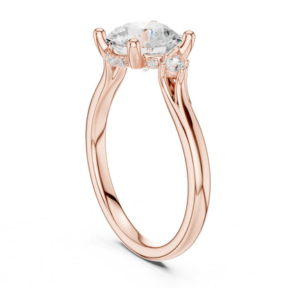 Round Three Stone Lab Grown Diamond Engagement Ring