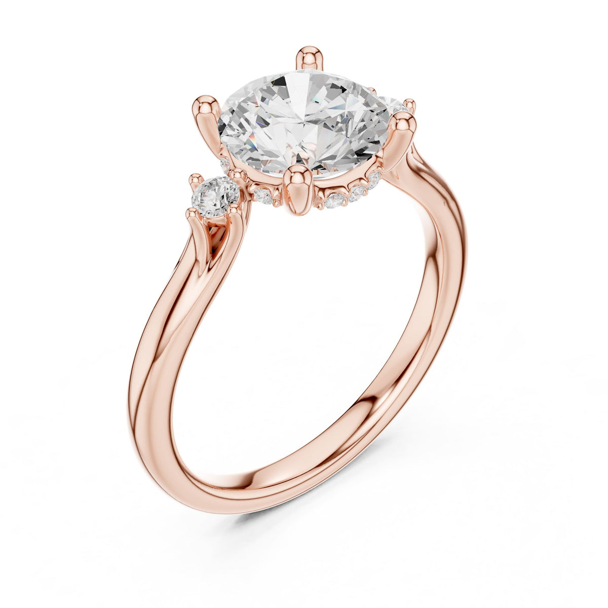 Round Three Stone Lab Grown Diamond Engagement Ring