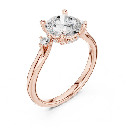 Round Three Stone Lab Grown Diamond Engagement Ring