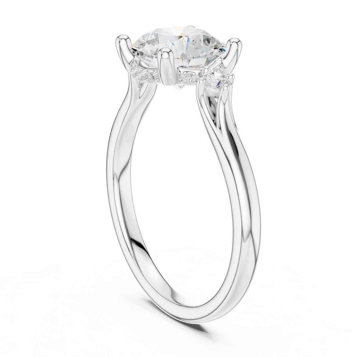 Round Three Stone Lab Grown Diamond Engagement Ring