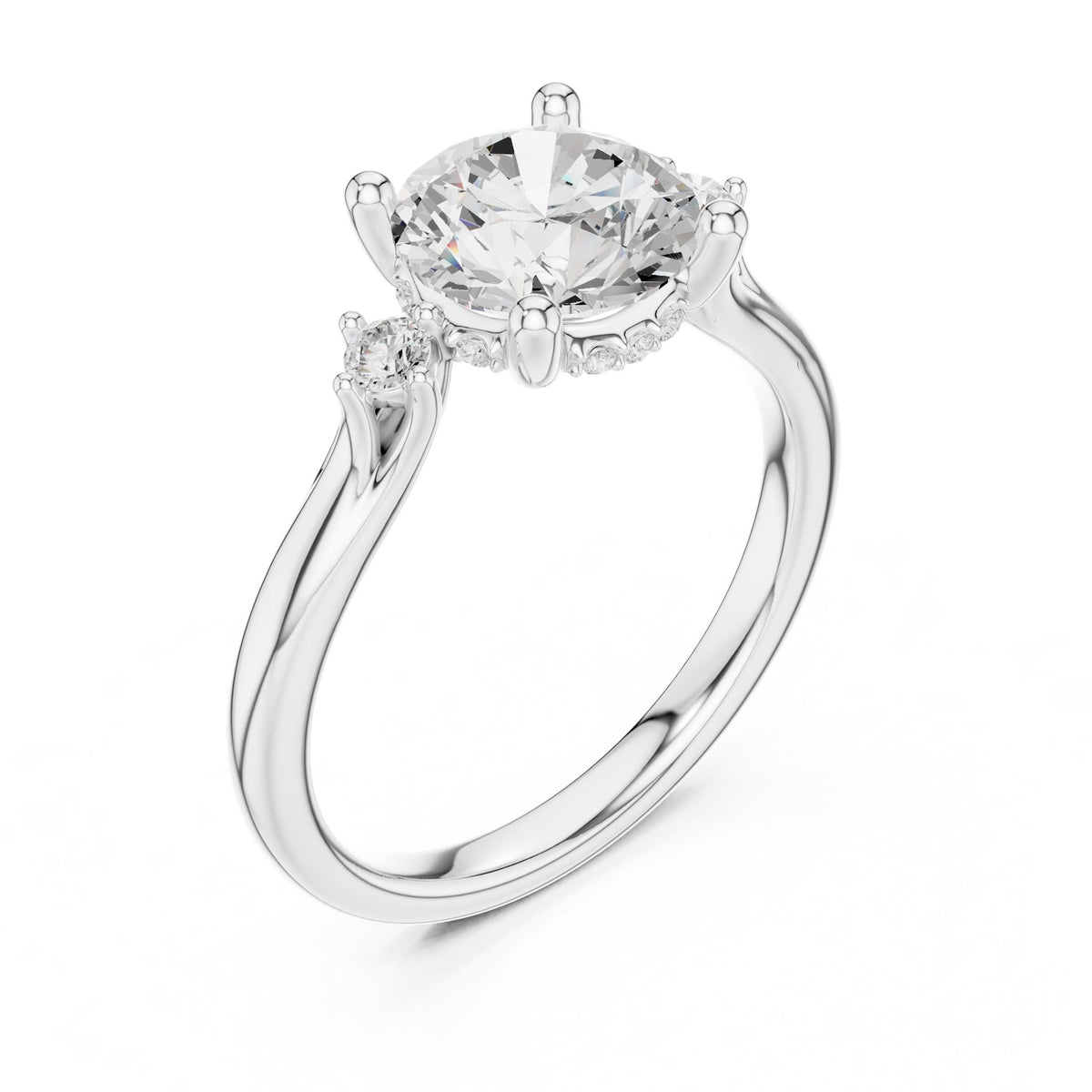Round Three Stone Lab Grown Diamond Engagement Ring