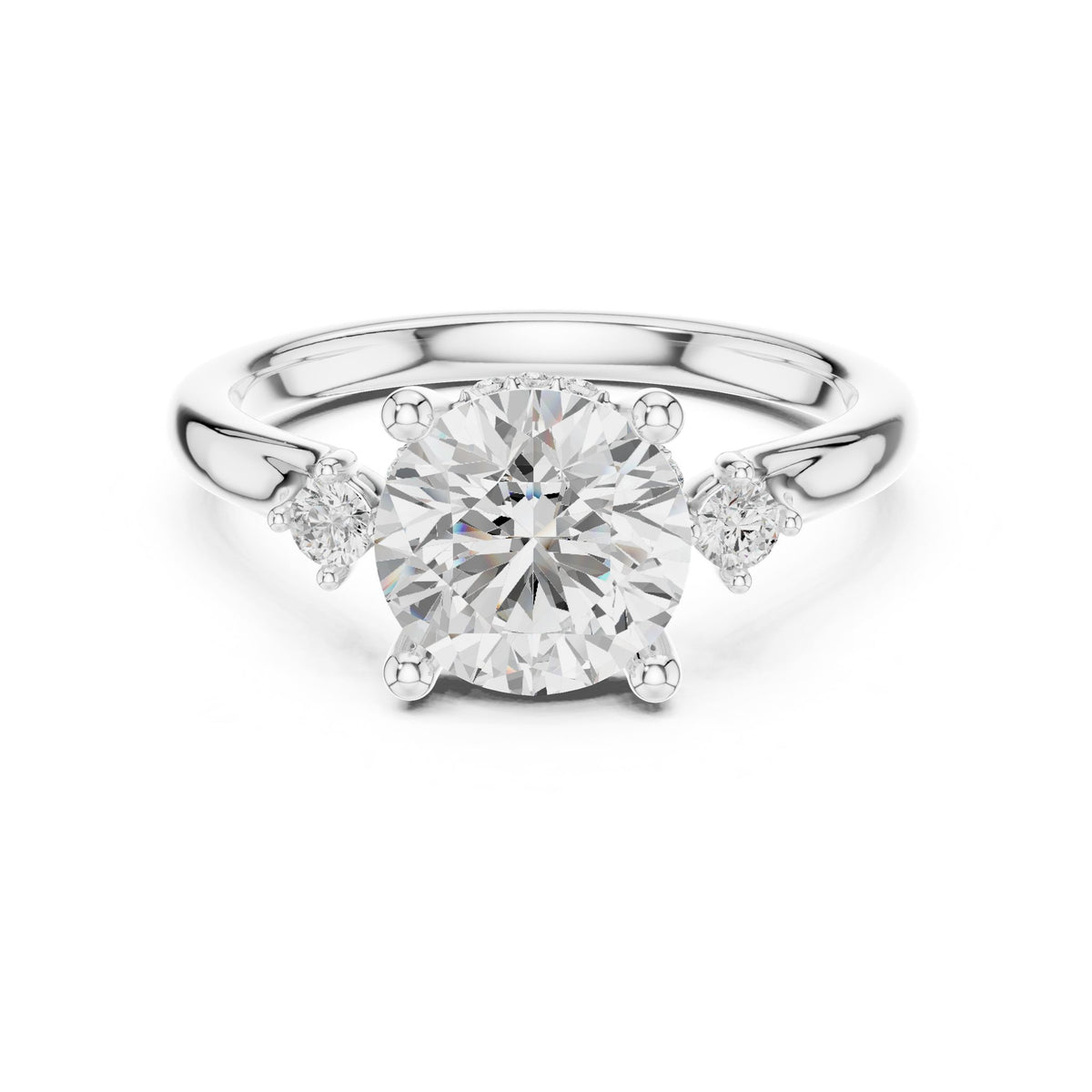 Round Three Stone Lab Grown Diamond Engagement Ring