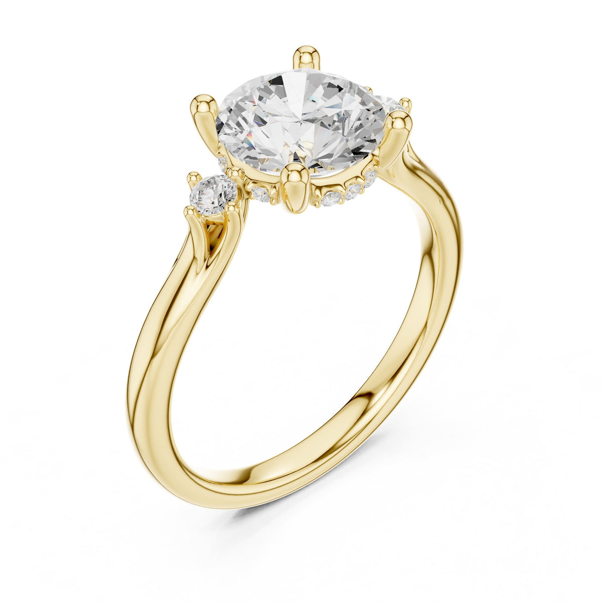 Round Three Stone Lab Grown Diamond Engagement Ring
