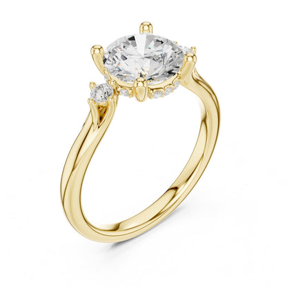 Round Three Stone Lab Grown Diamond Engagement Ring
