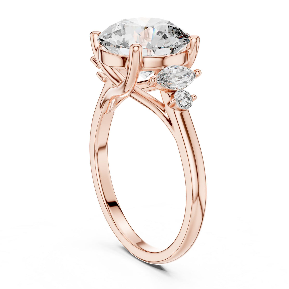 Round Three Stone Lab Grown Diamond Engagement Ring