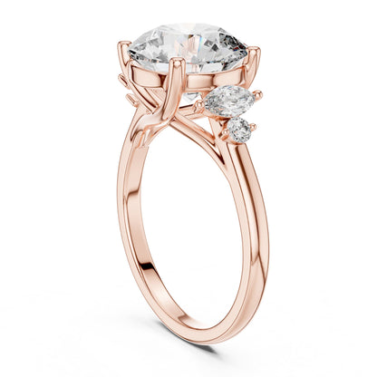Round Three Stone Lab Grown Diamond Engagement Ring