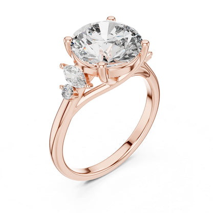 Round Three Stone Lab Grown Diamond Engagement Ring