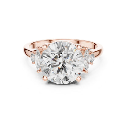 Round Three Stone Lab Grown Diamond Engagement Ring
