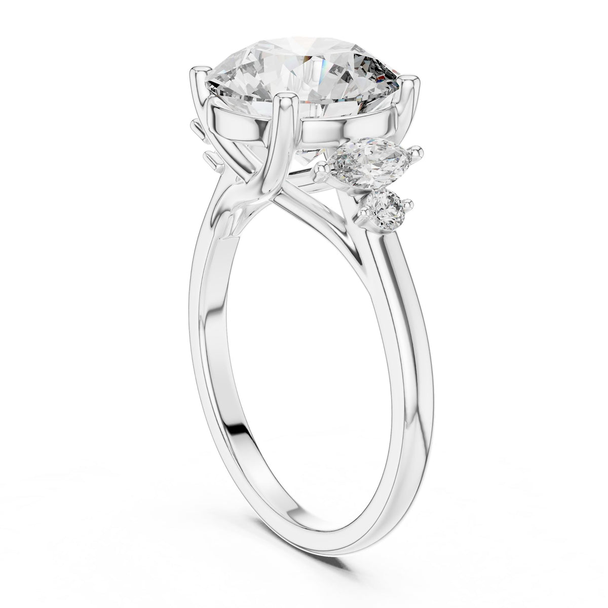 Round Three Stone Lab Grown Diamond Engagement Ring