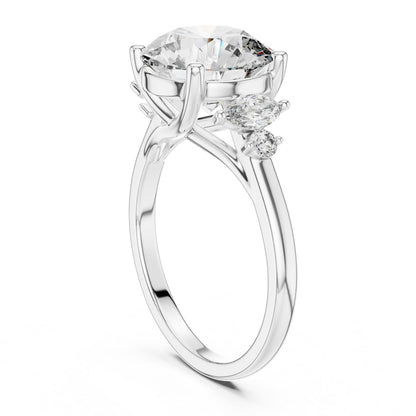 Round Three Stone Lab Grown Diamond Engagement Ring