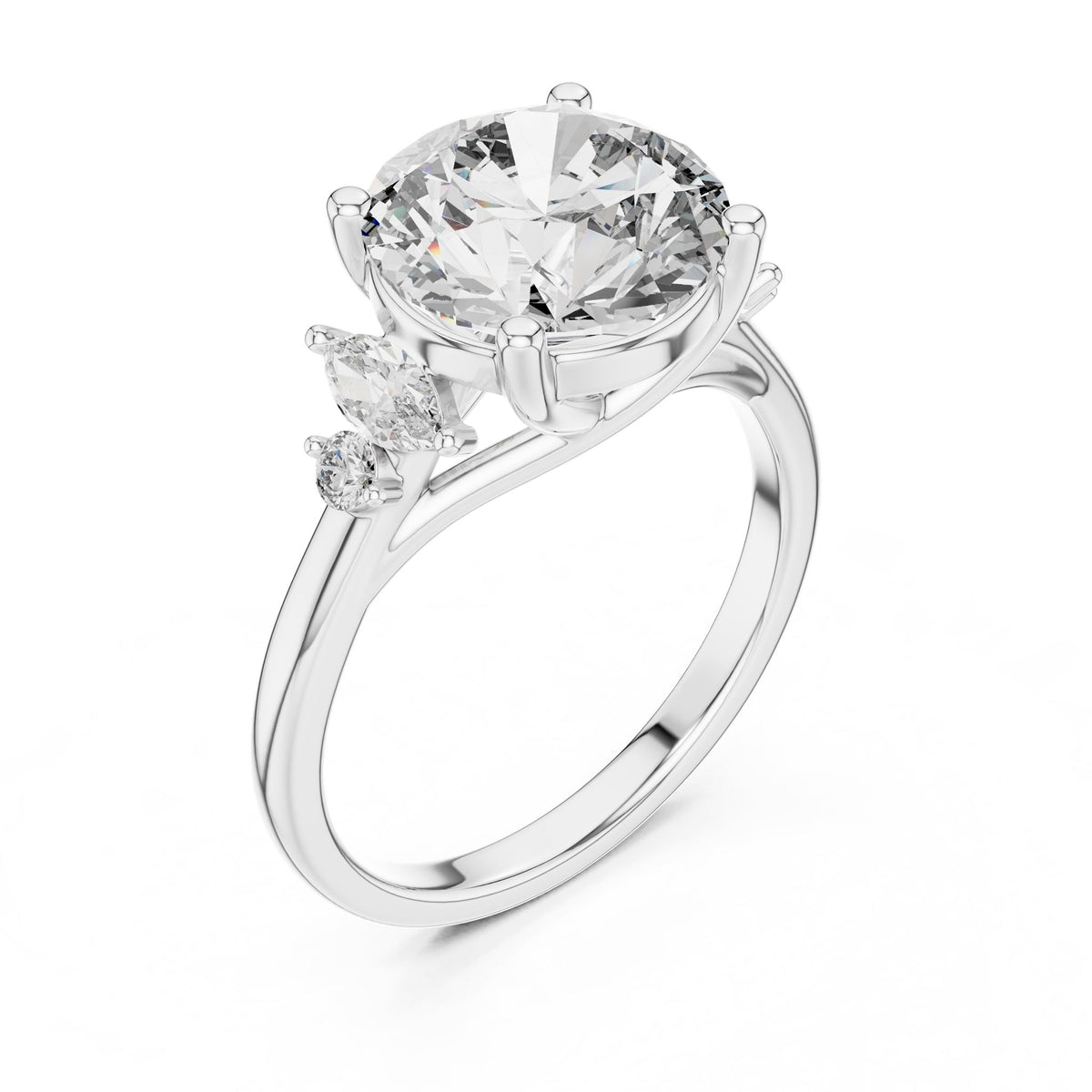 Round Three Stone Lab Grown Diamond Engagement Ring
