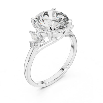 Round Three Stone Lab Grown Diamond Engagement Ring