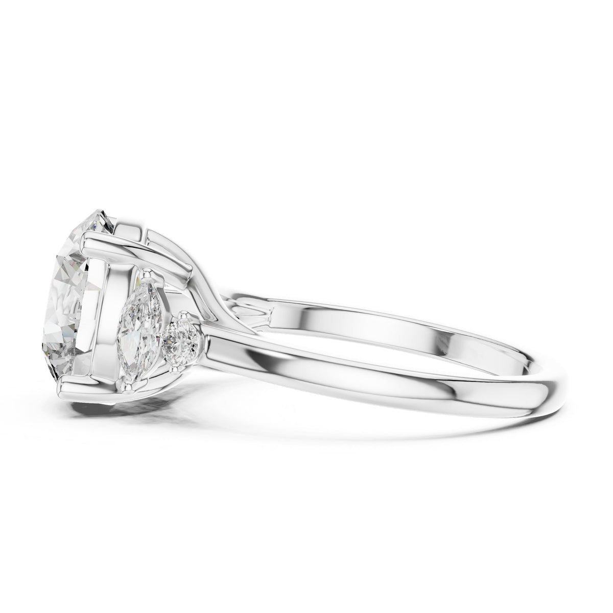 Round Three Stone Lab Grown Diamond Engagement Ring