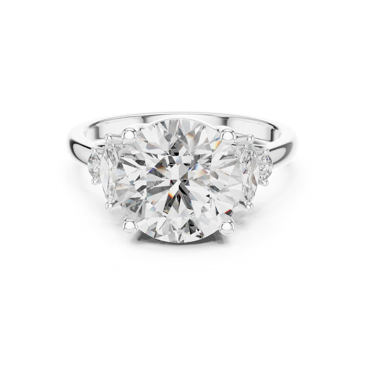 Round Three Stone Lab Grown Diamond Engagement Ring