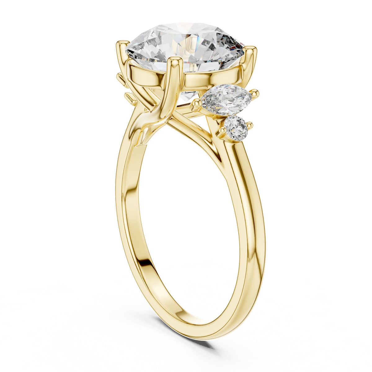 Round Three Stone Lab Grown Diamond Engagement Ring