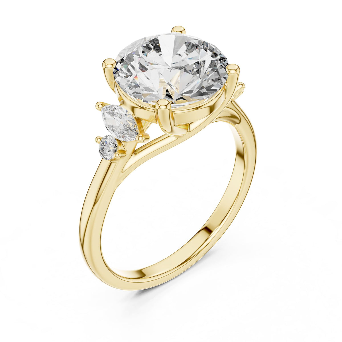 Round Three Stone Lab Grown Diamond Engagement Ring