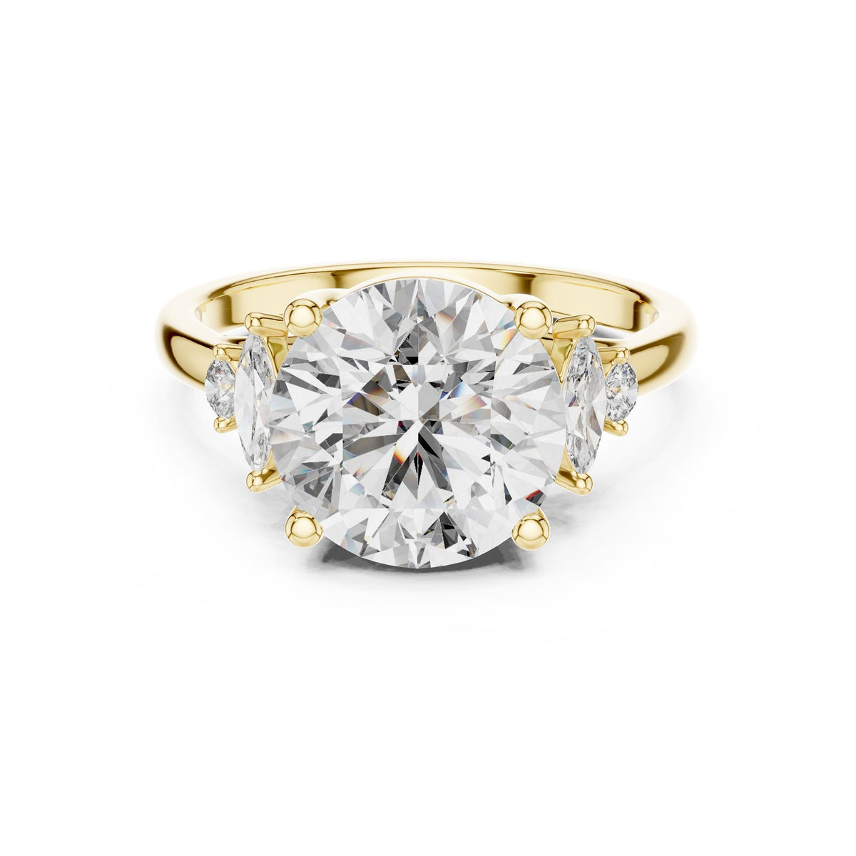 Round Three Stone Lab Grown Diamond Engagement Ring