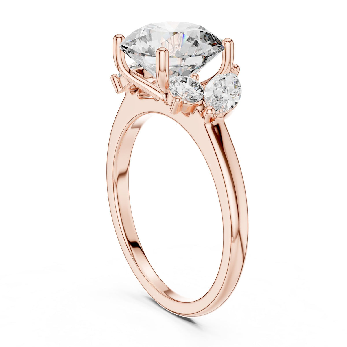 Round Three Stone Lab Grown Diamond Engagement Ring