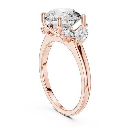 Round Three Stone Lab Grown Diamond Engagement Ring
